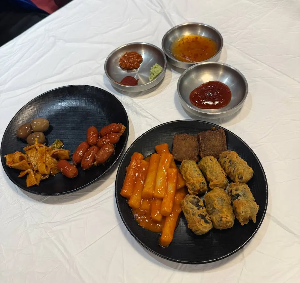 Warm squid soup and self-serve bar side dishes