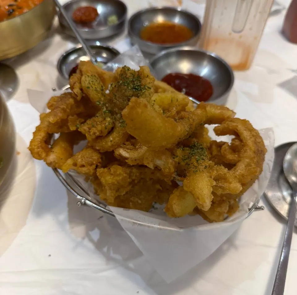 Freshly fried squid
