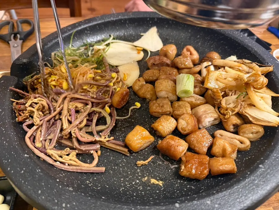 Makchang with beer and soju