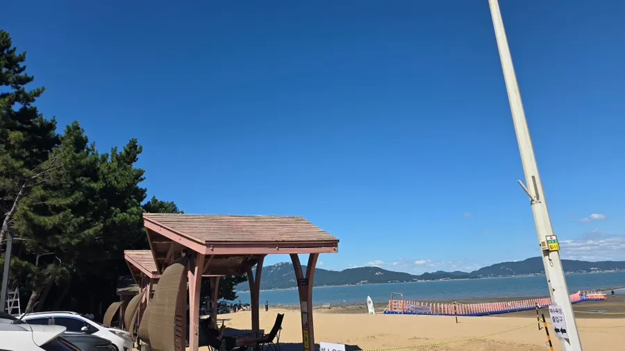 Beach and water facilities clustered near the pension
