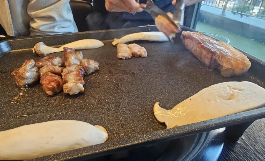 Golden-brown grilled pork belly
