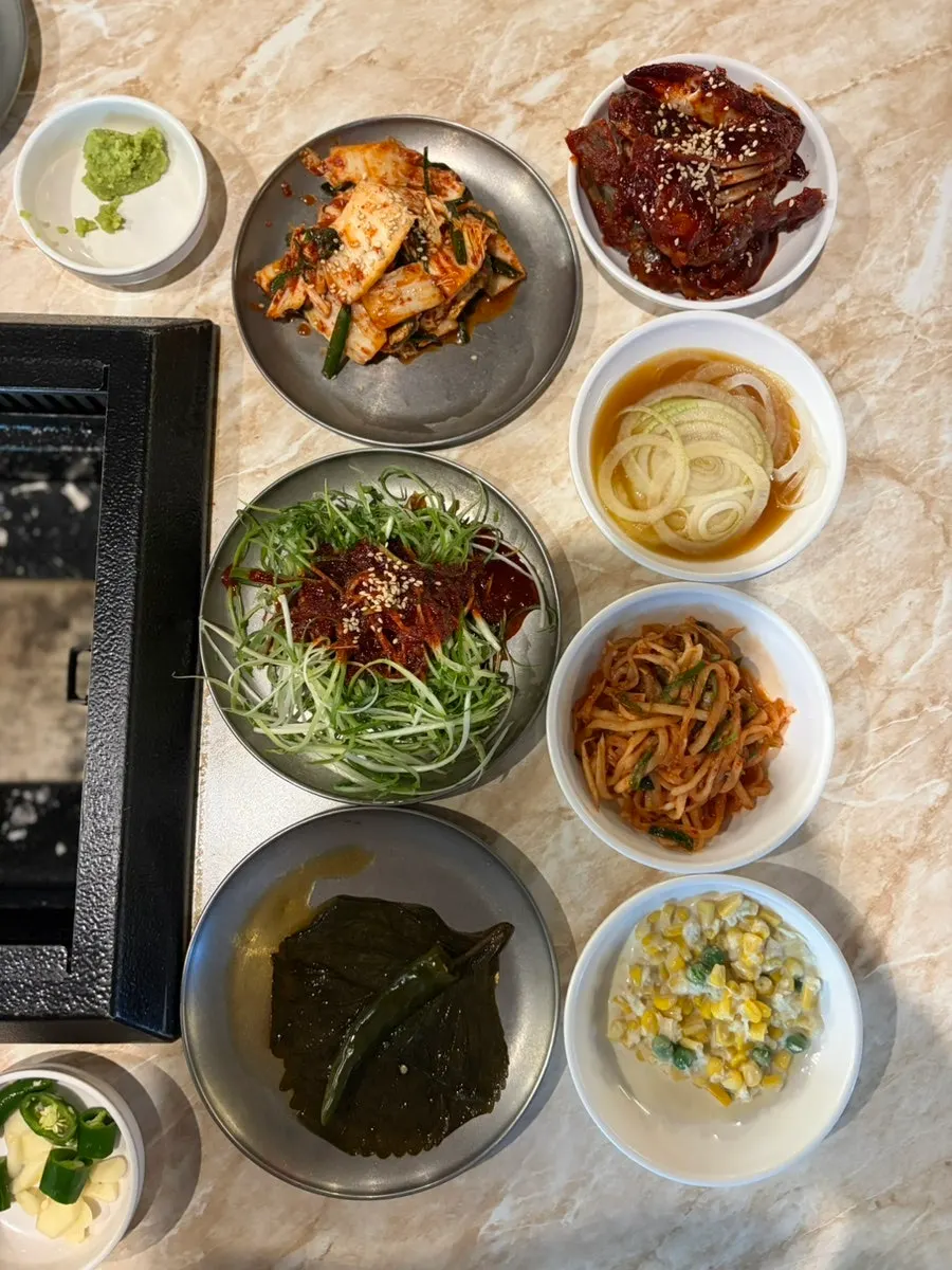 Pre-set table with side dishes