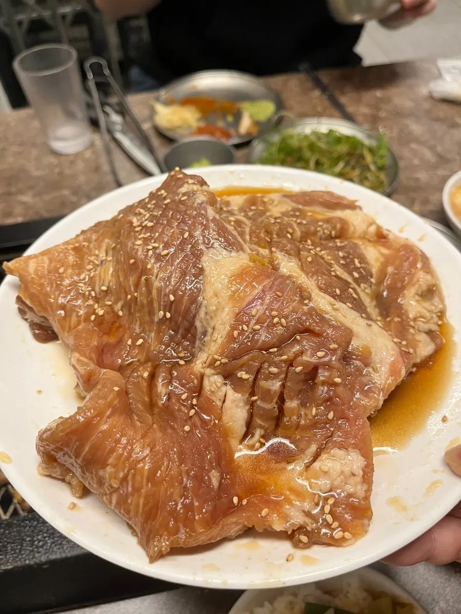 제주 돼지 양념갈비 300g 접시