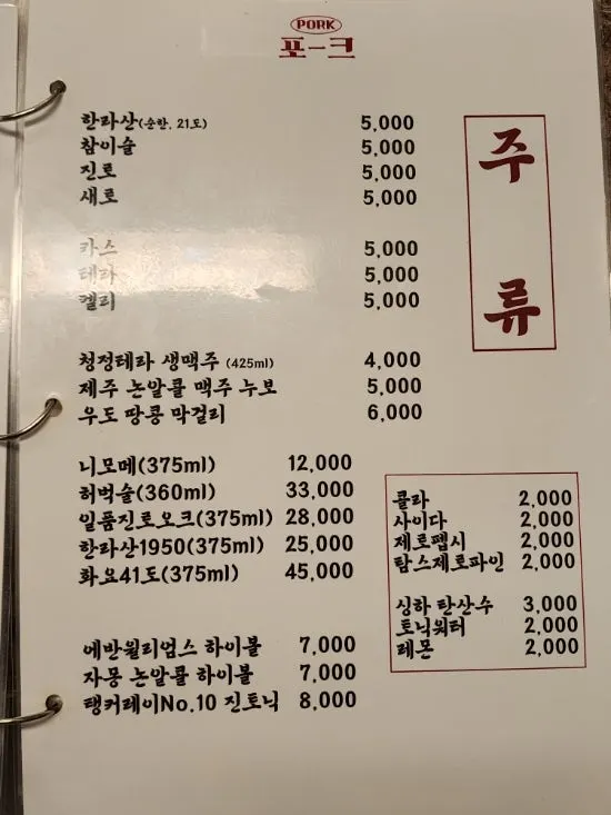 Last page of Pork80's menu
