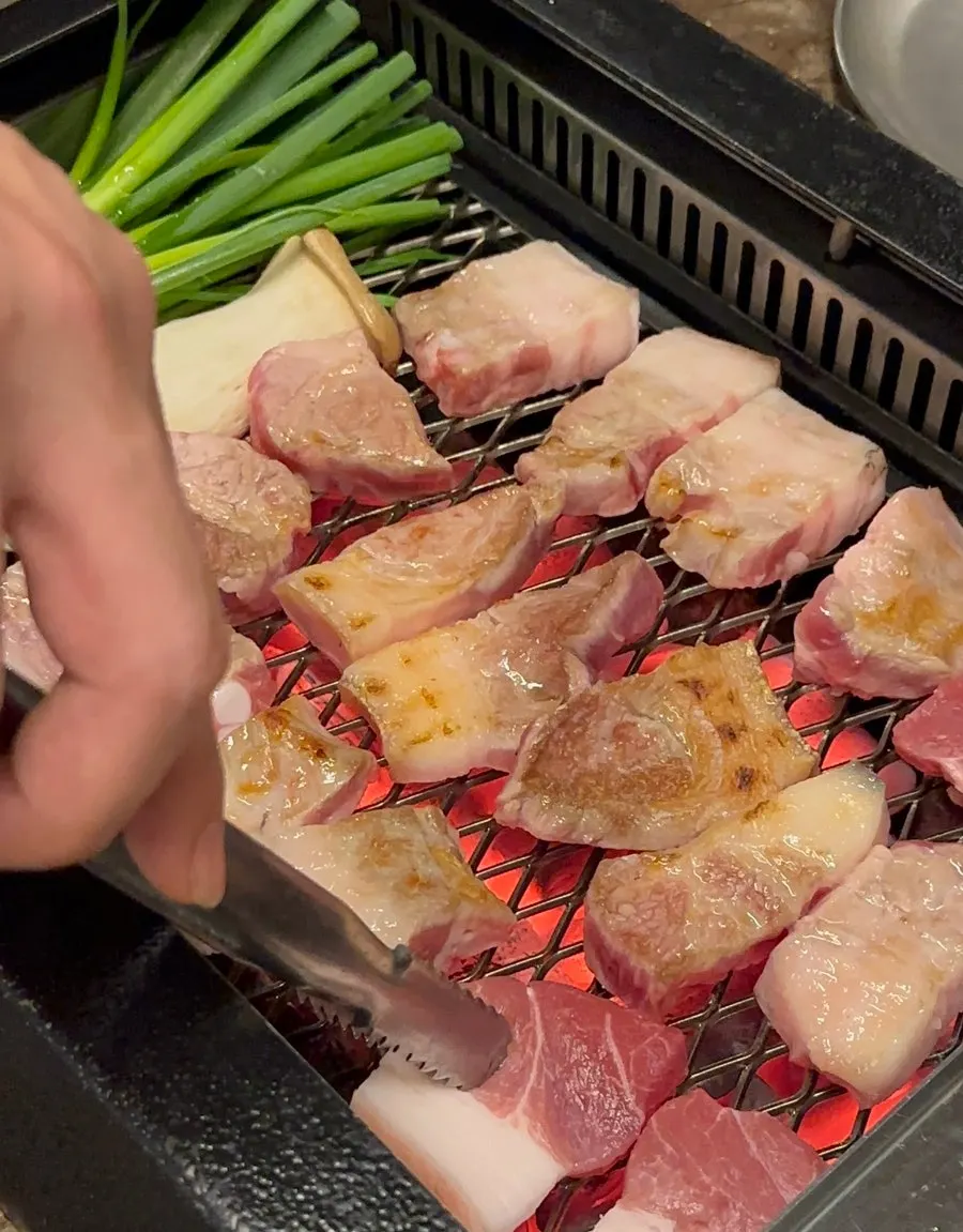 Golden-browned piece of grilled Nanchuk Matdon black pork