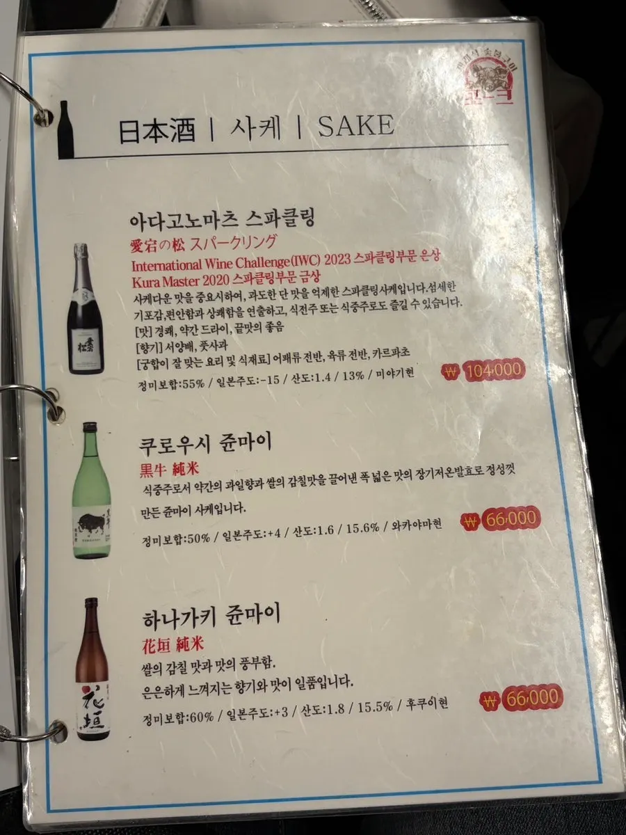 Detailed menu page