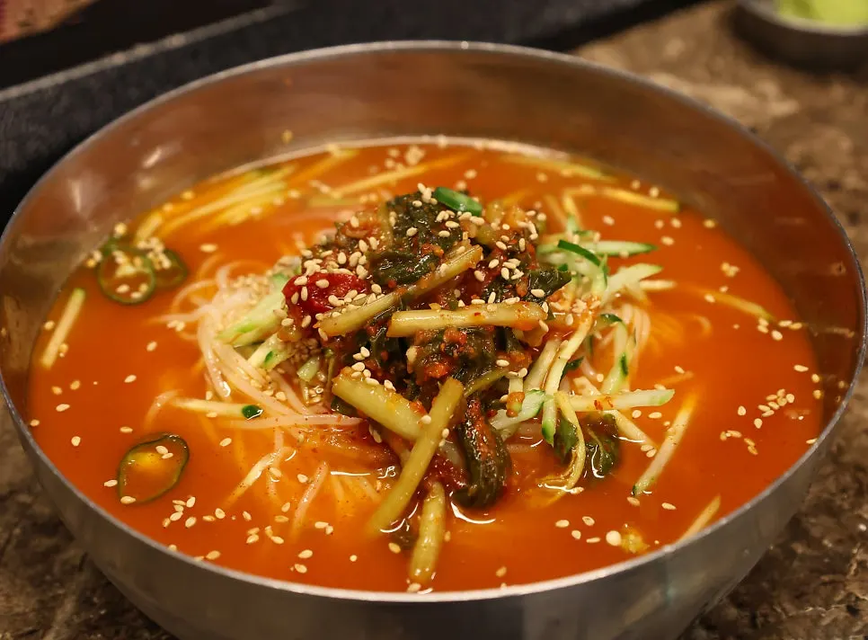 Tangy yeolmu noodles ordered as a side