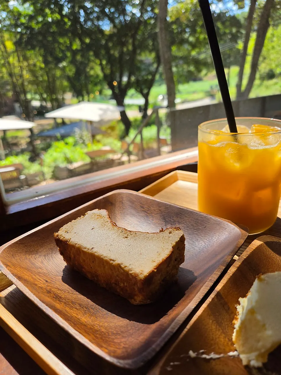 A slice of Earl Grey Basque cheesecake