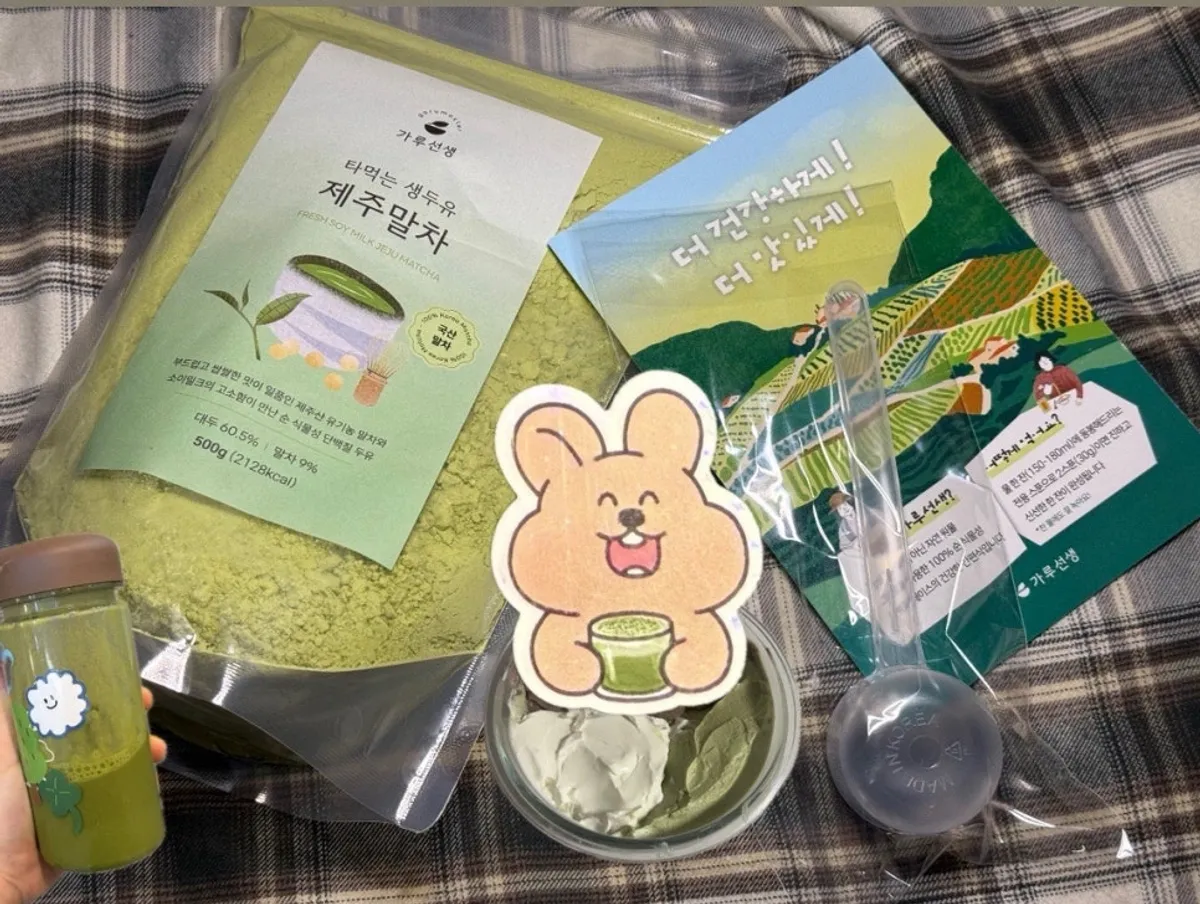 가루선생 타먹는 생두유 말차 제품 패키지