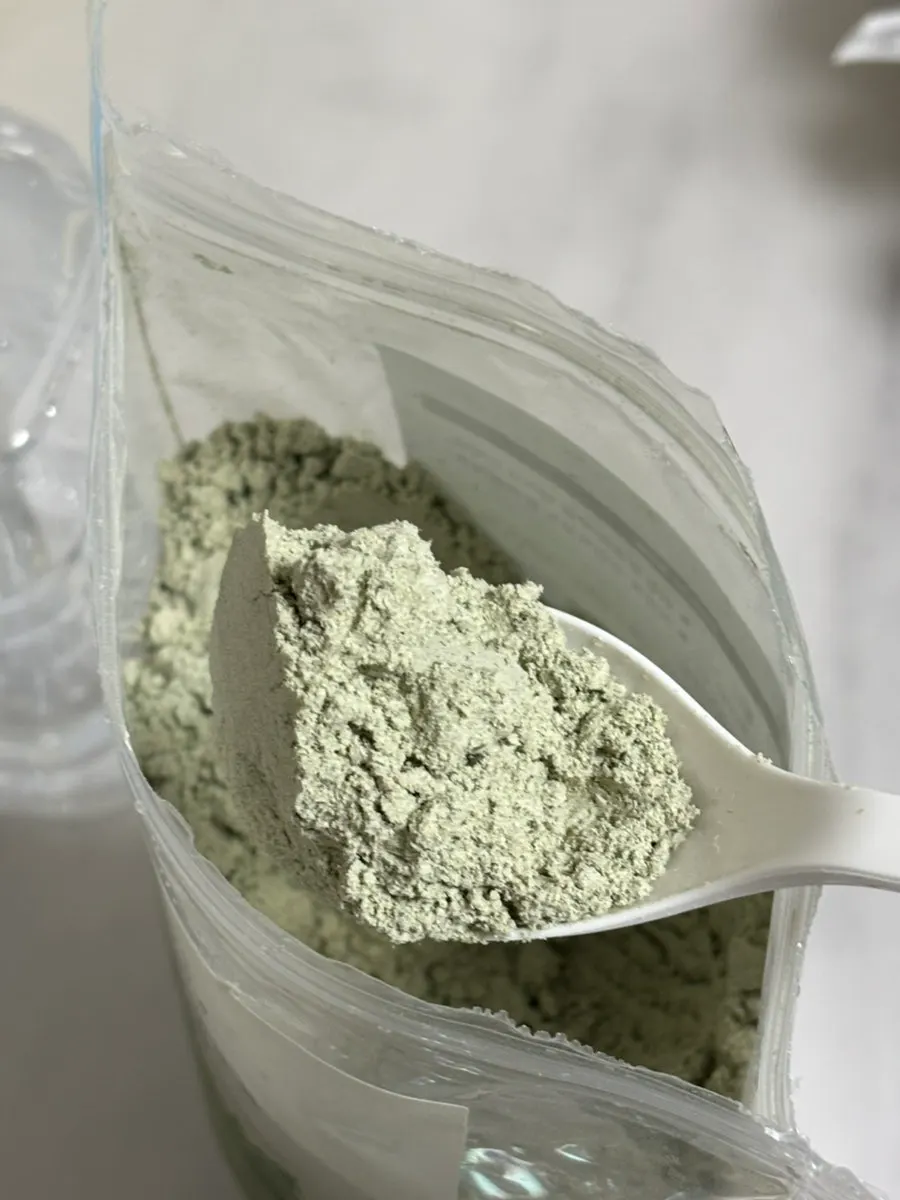 Ingredient label showing Korean soybeans and mugwort on the fresh soy milk mugwort product