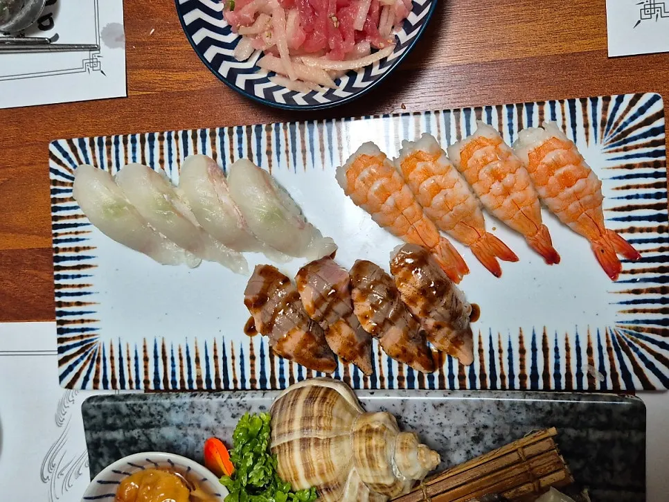 A plate of sushi served as part of the course