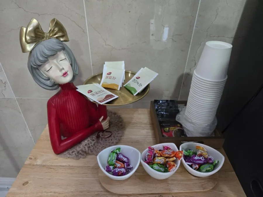 A corner where you can have tea after working out