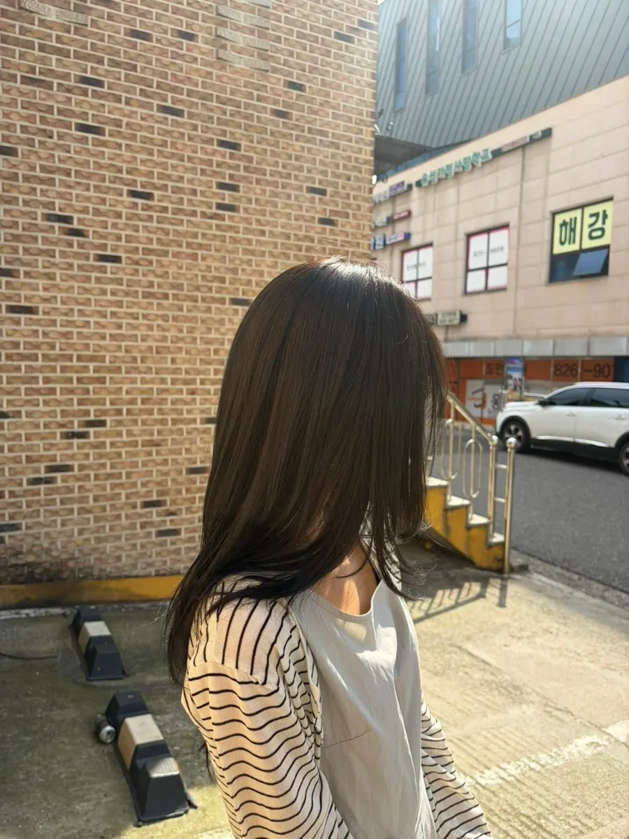 드라이 마친 올리브 톤다운 헤어