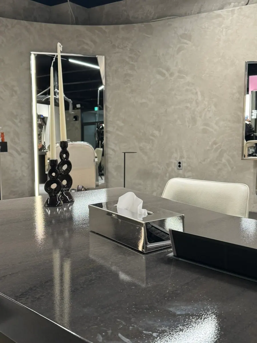 Close-up of a salon interior decor item