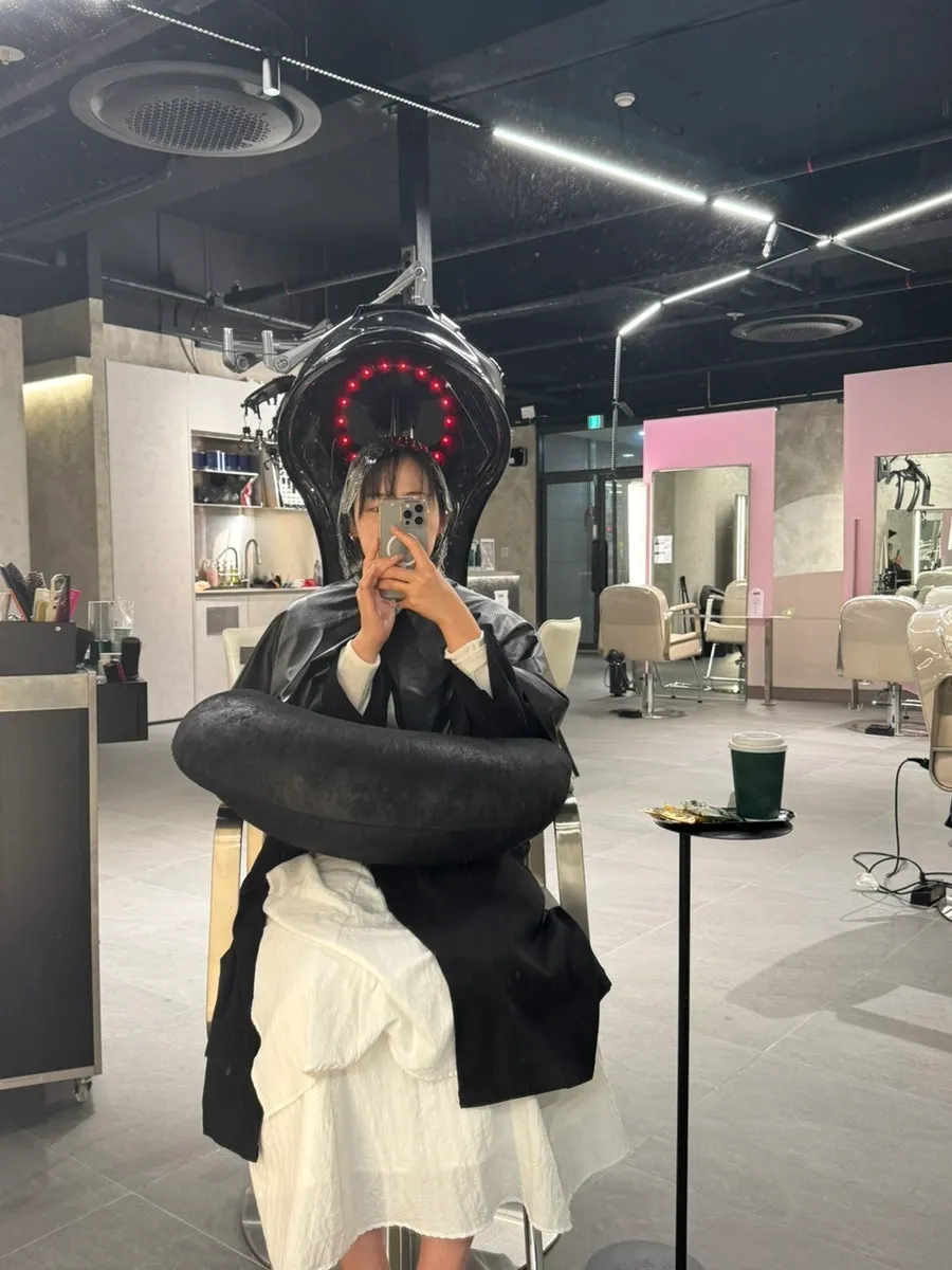 Shot of the salon taken while waiting after the perm solution was applied