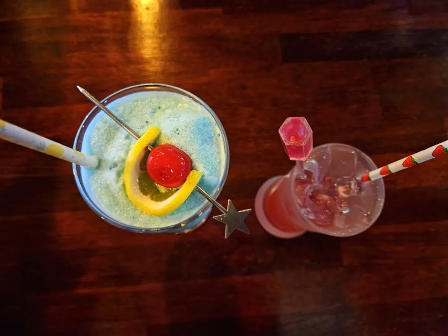 Blue Hawaiian on the table with snacks
