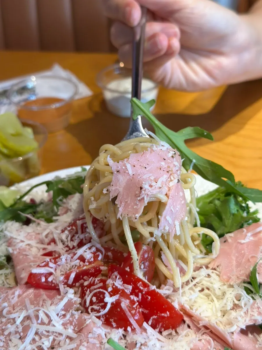 Close-up shot of the salad