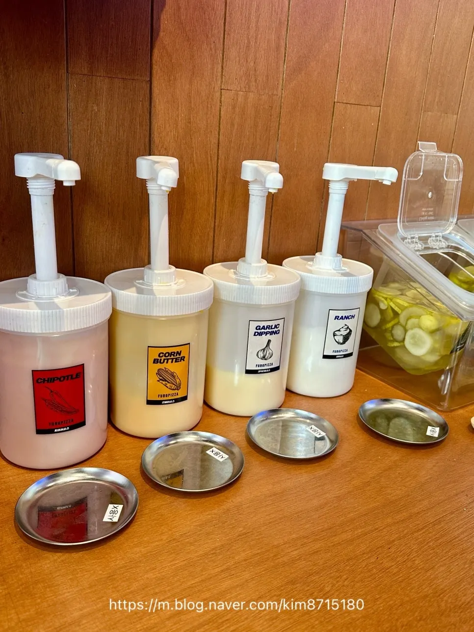 Chipotle, corn butter, garlic dipping, and ranch sauce station