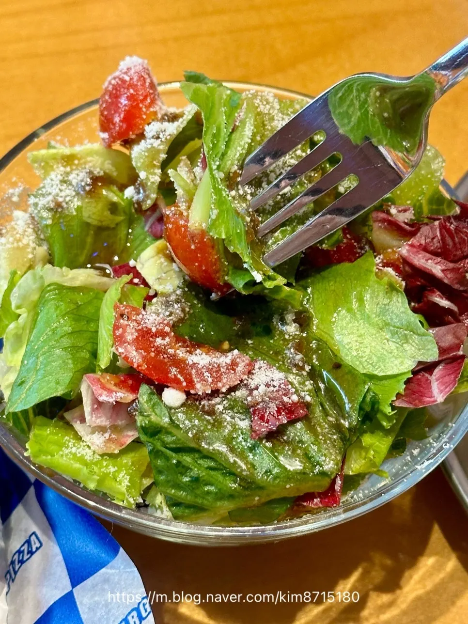 Mini salad with oriental dressing and parmesan cheese