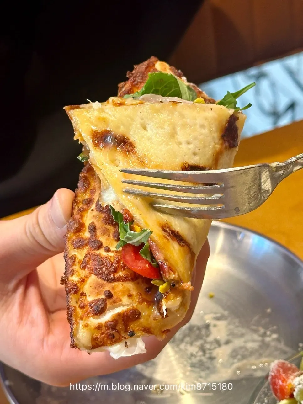 Fig jambon beurre pizza rolled up and folded