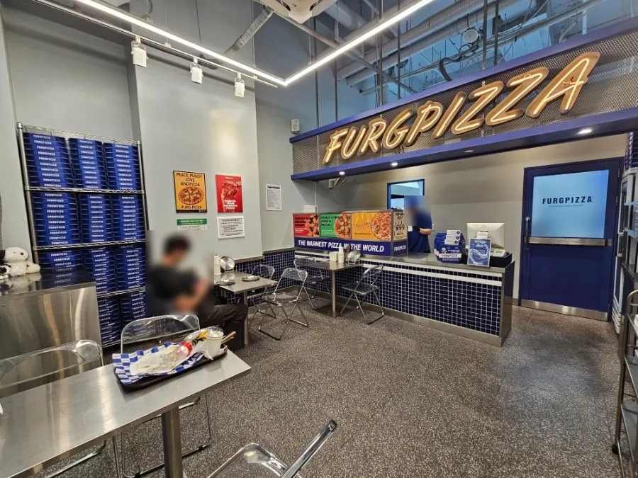 Modern interior of Furg Pizza Inha University Station branch with 3 hall tables