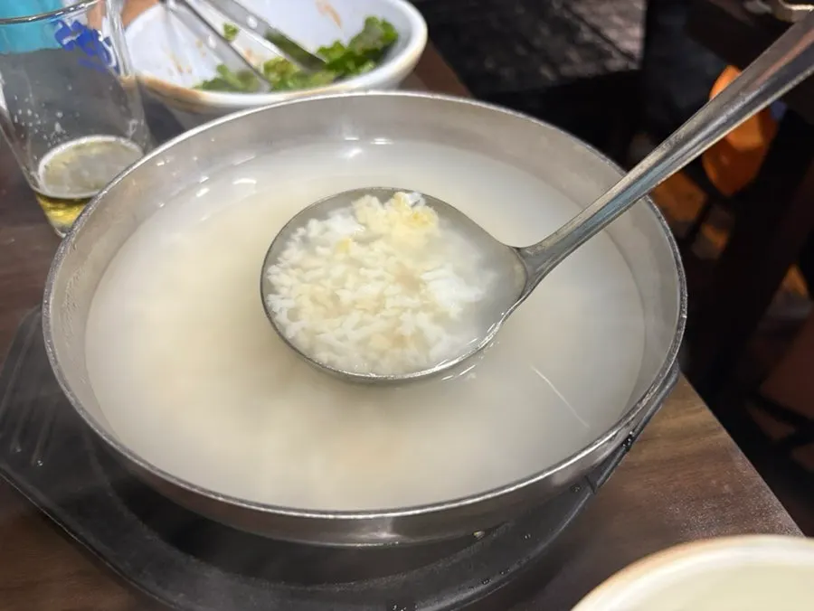 A bowl of complimentary nurungji
