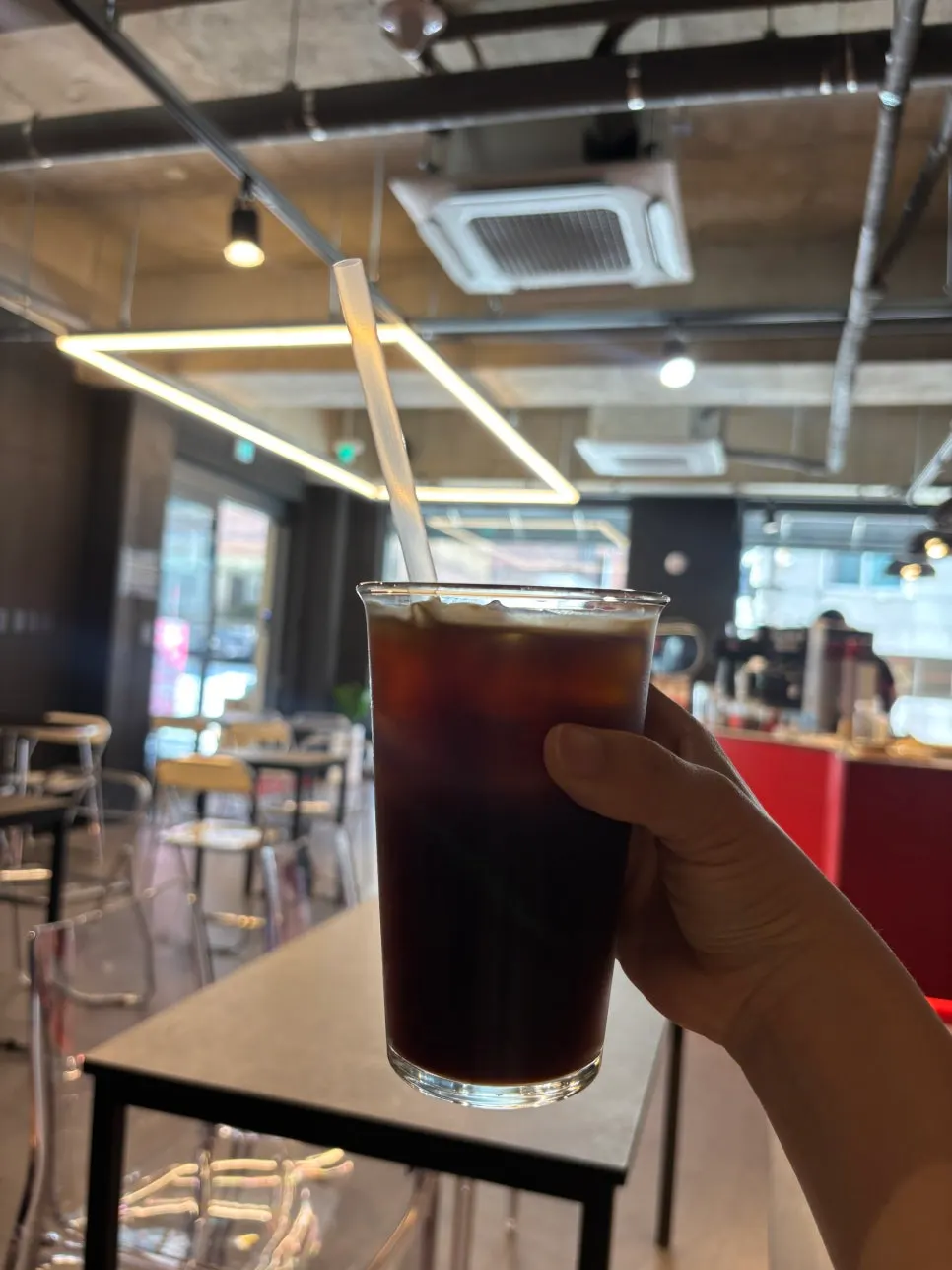 Nutty, slightly bitter iced Americano