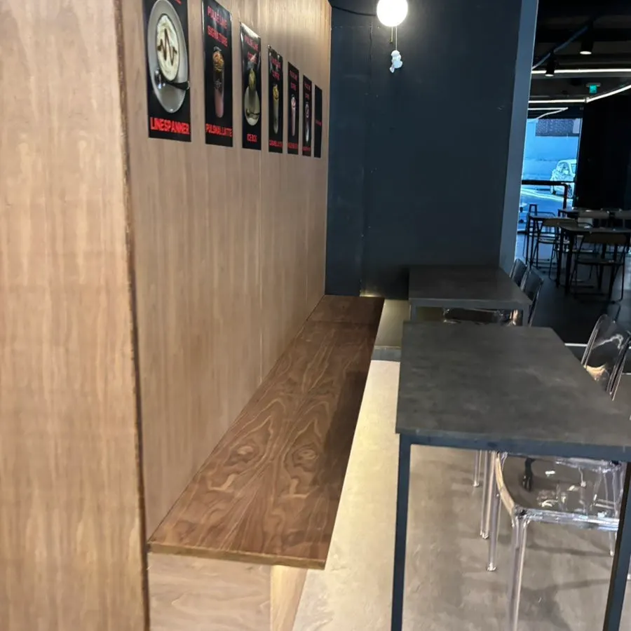 Café interior with calm lighting