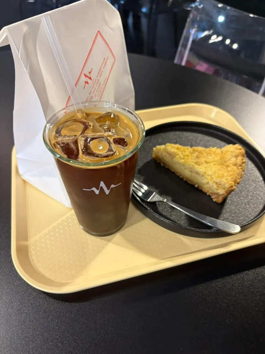 Berry pound cake served with a cup of coffee