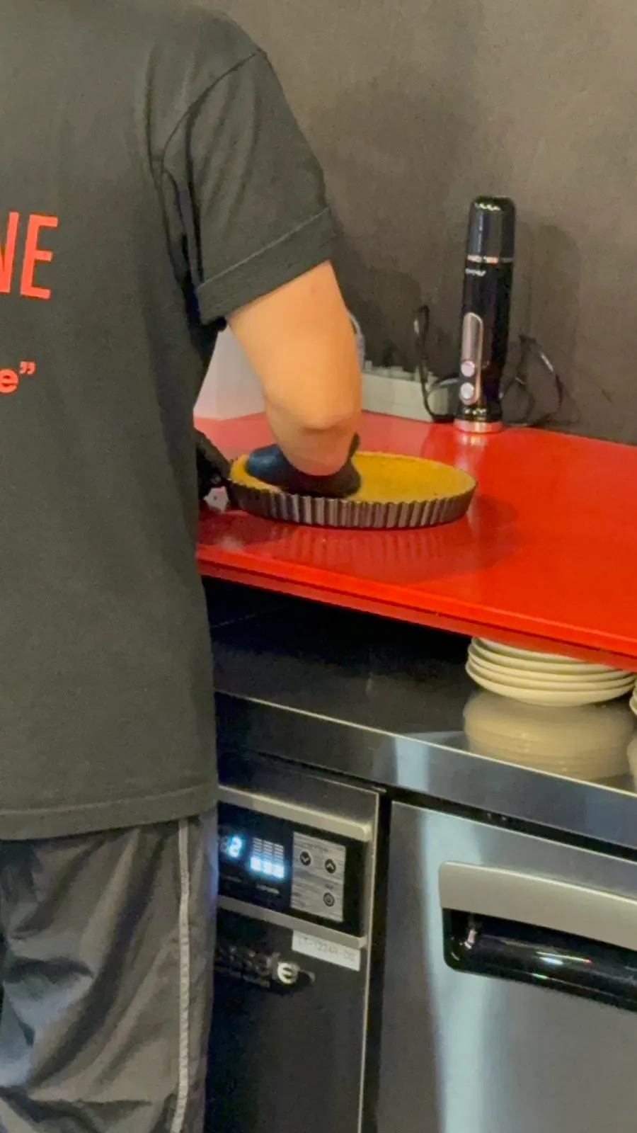 Baking area of the café with an oven