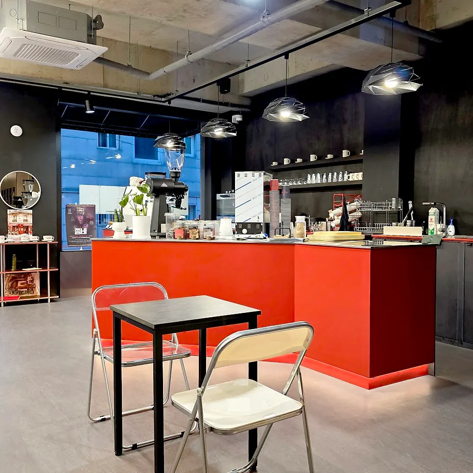 Interior space of the building where Pulse Line Coffee is located