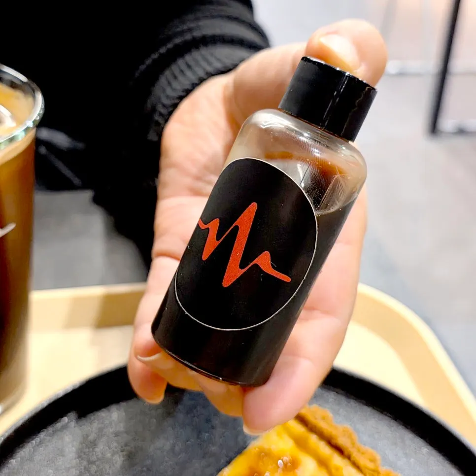 Container of cold brew concentrate received from the review event