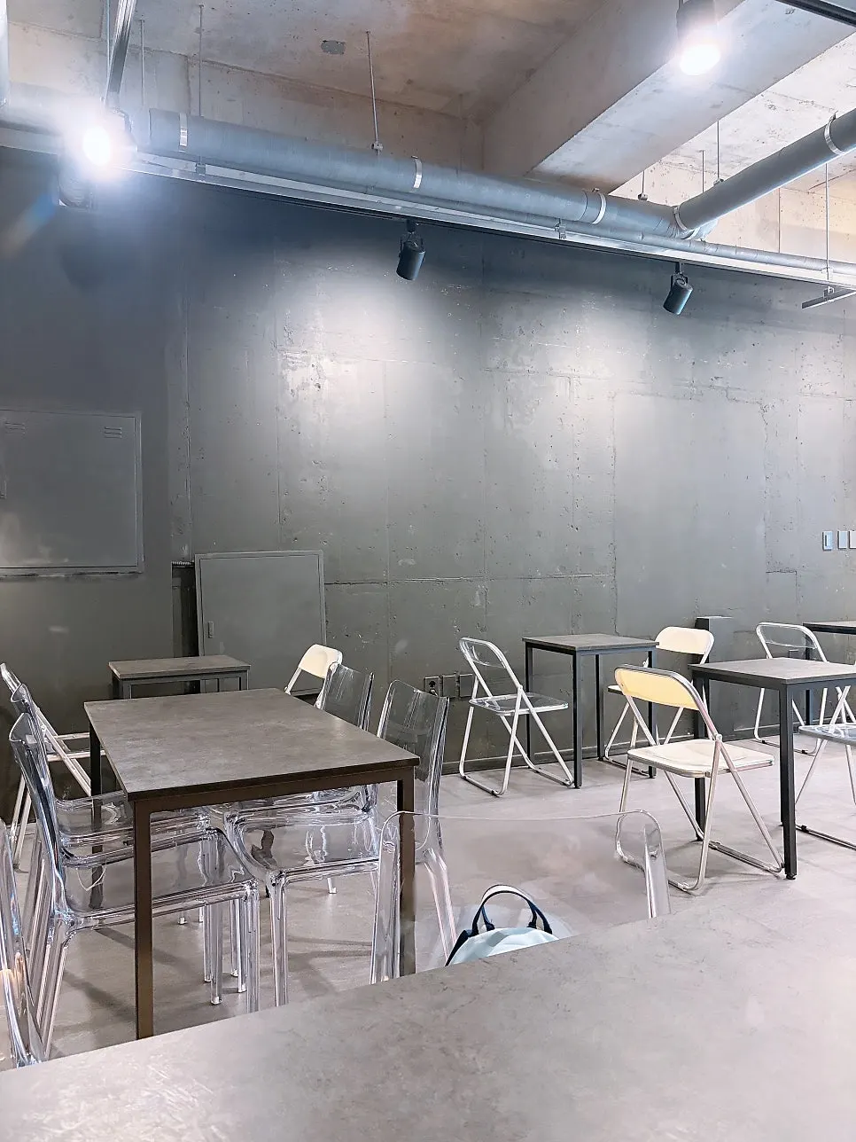 Café interior with generously spaced seats
