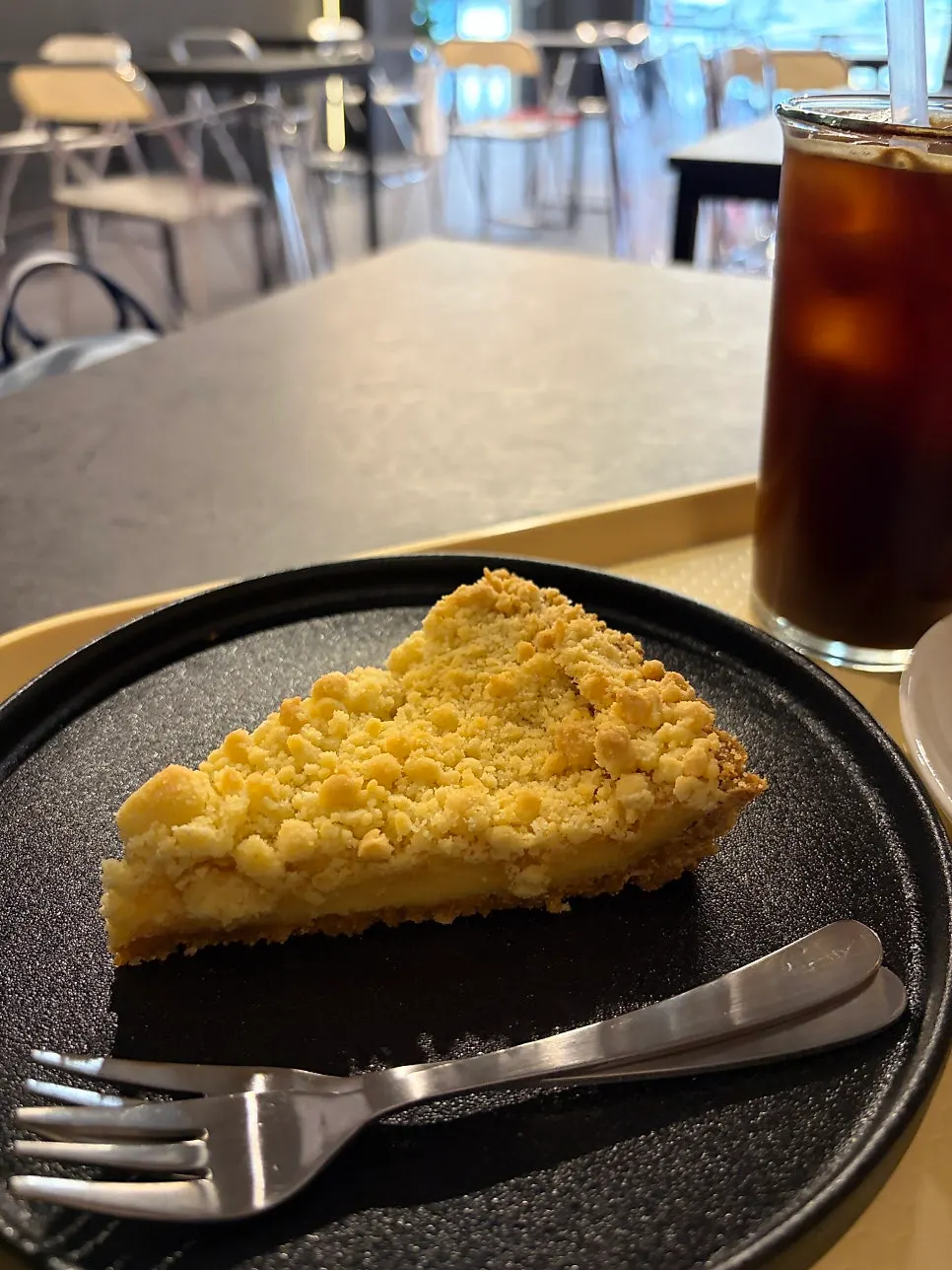 A slice of handmade crumble pie