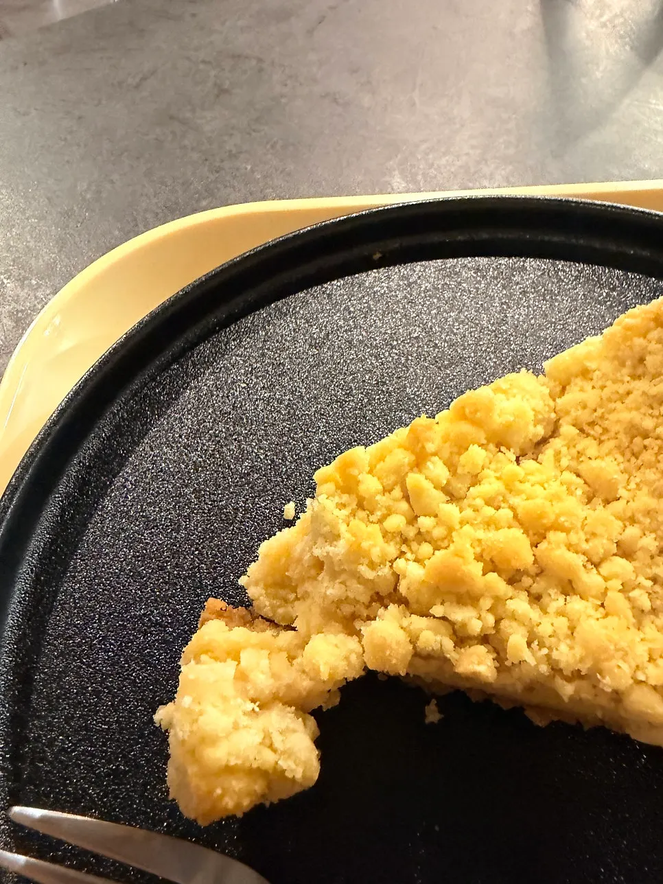 Handmade crumble pie plated