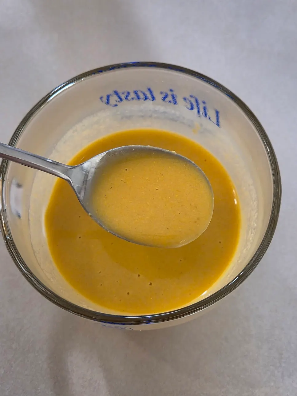 A cup of nutty Sweet Pumpkin Bean Cream Soup