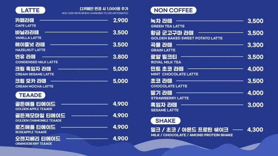 Menu board at Puru Papa Hangang MAPOINT Branch, part 3