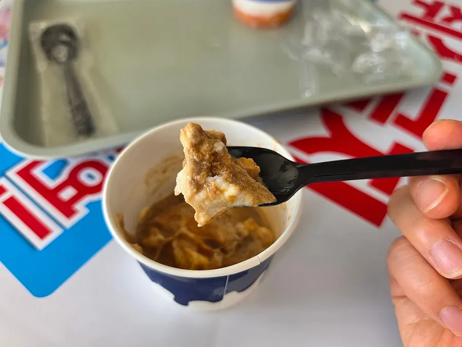 Close-up of affogato topped with soft ice cream