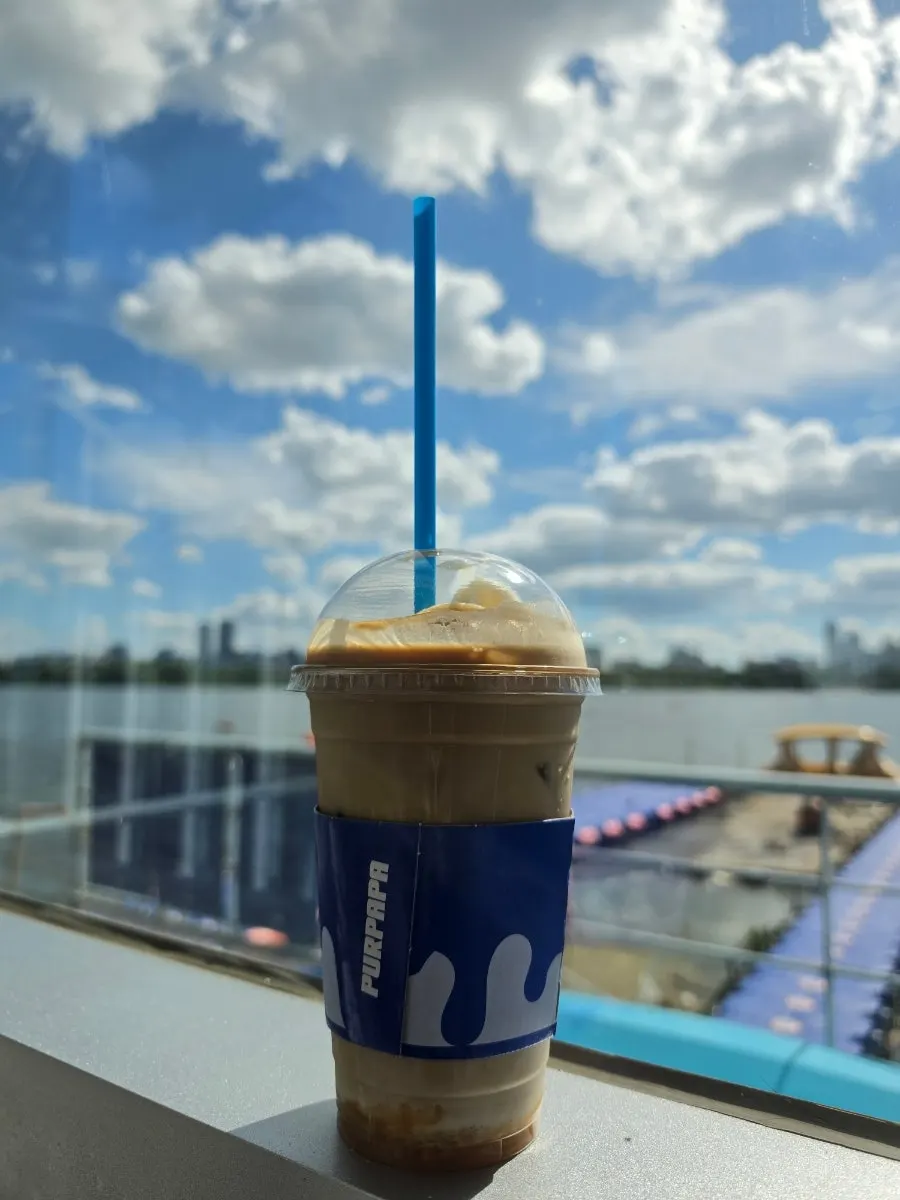 Affogato latte enjoyed with the folding doors open