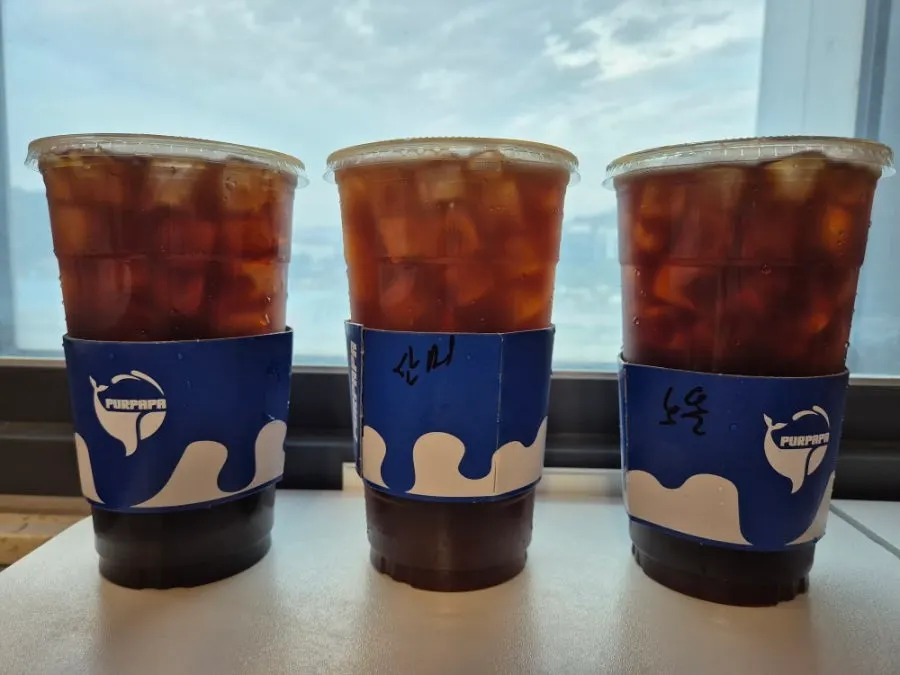 복숭아 아이스티와 청포도에이드