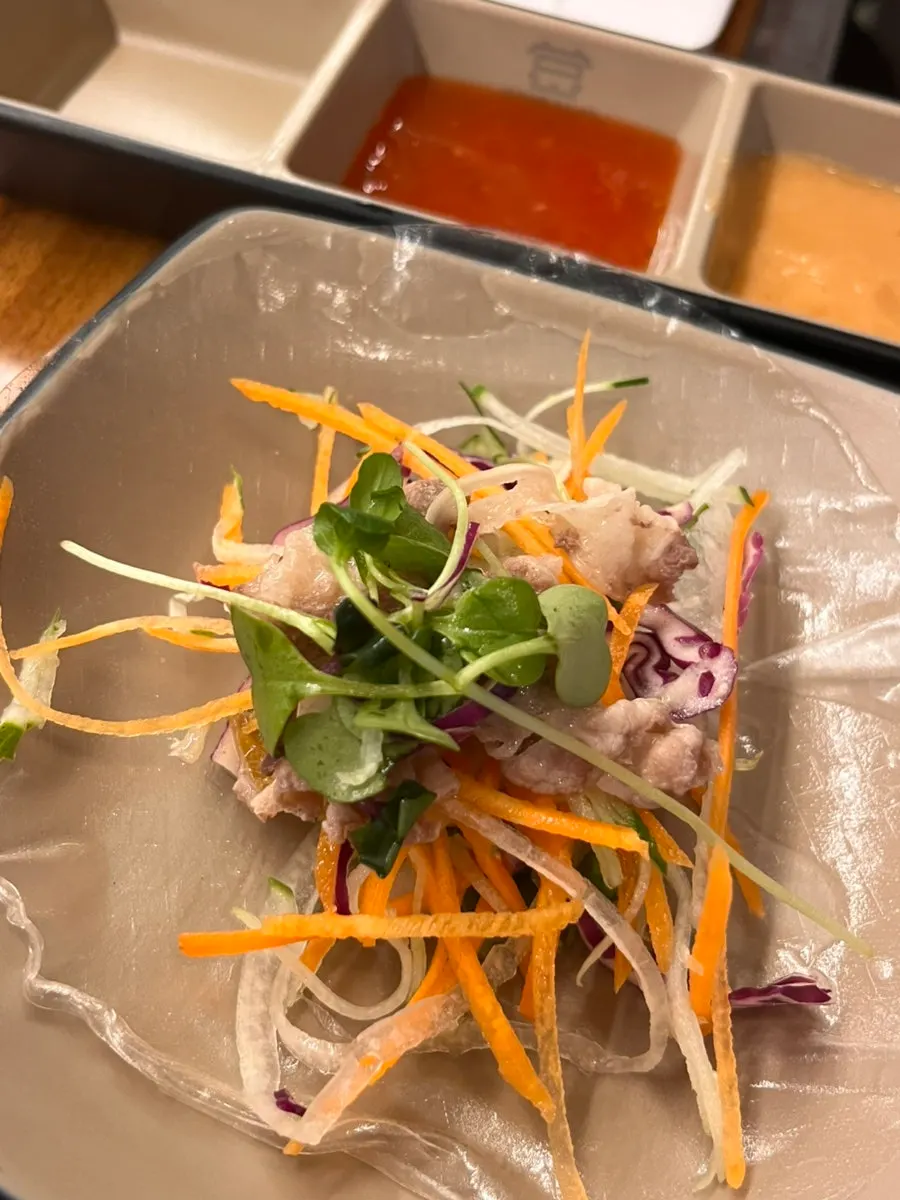 Sauce dish with three kinds of sauce