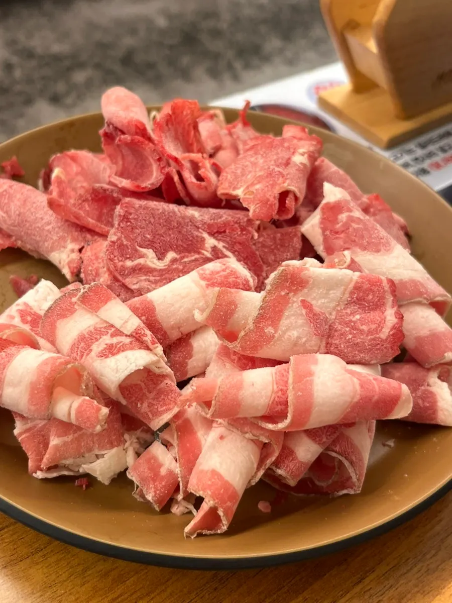 Shabu-shabu pot near the end of the meal
