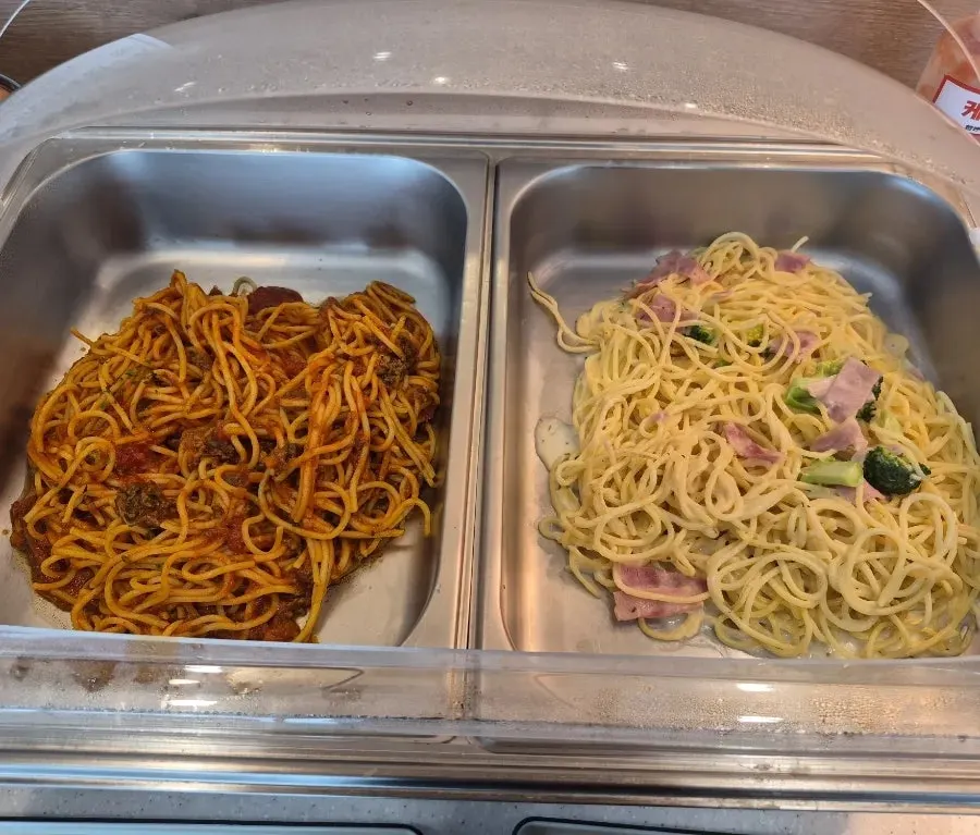 Plate of food from the salad bar