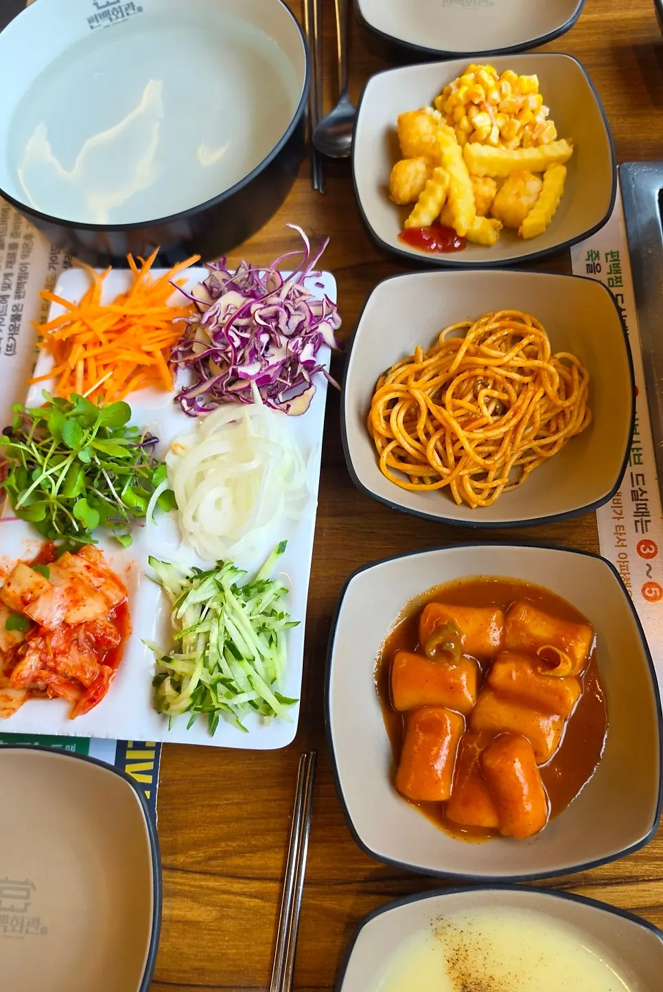 View of the salad bar buffet corner