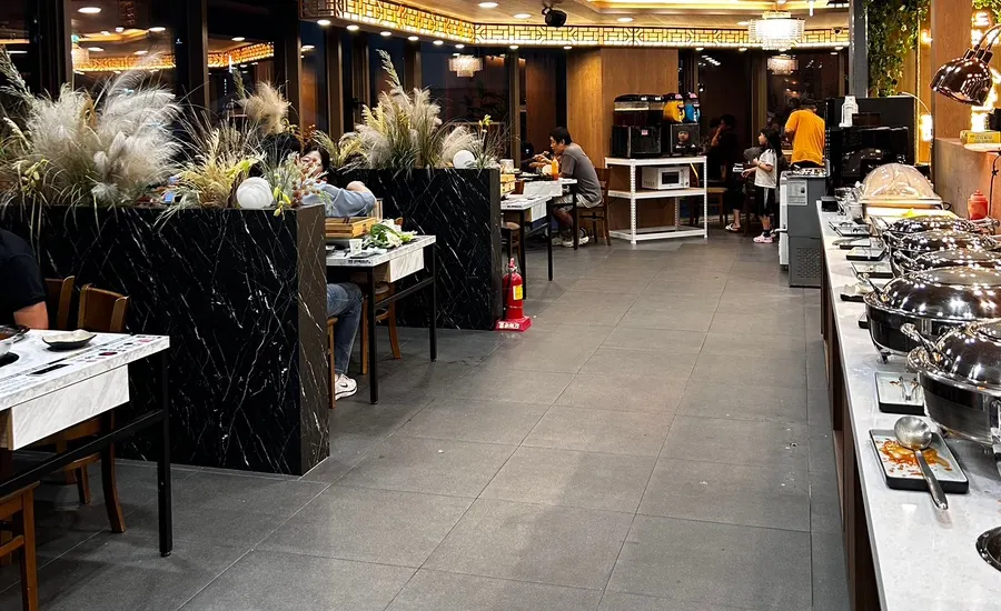 Nearly full restaurant interior on a weekend evening