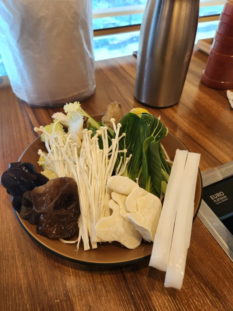 Plate of vegetables gathered from the self-bar