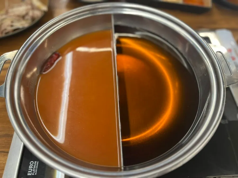 Shabu-shabu pot loaded with beef