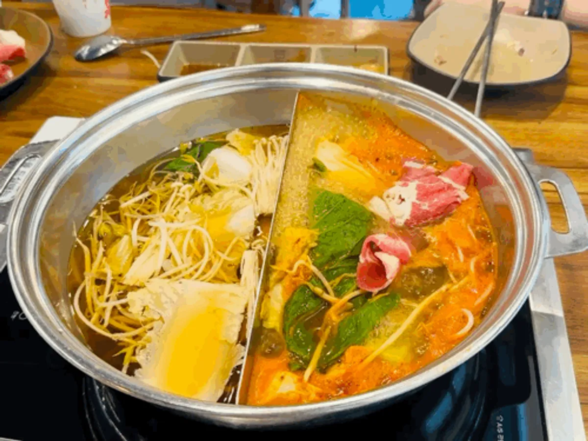 Close-up of meat from the cypress steam at Pyeonbaek Hoegwan Main Branch