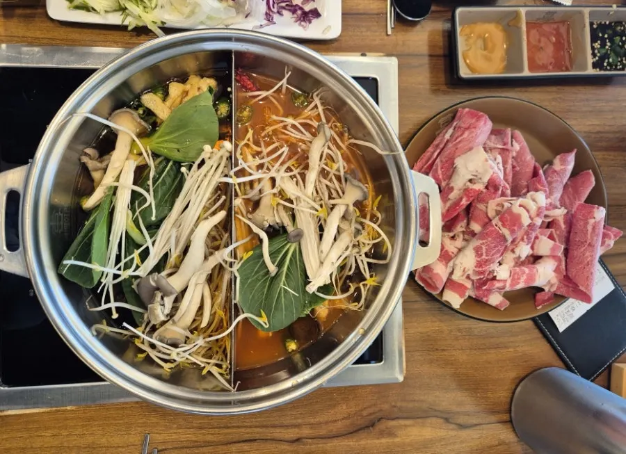 Shabu-shabu broth coming to a boil