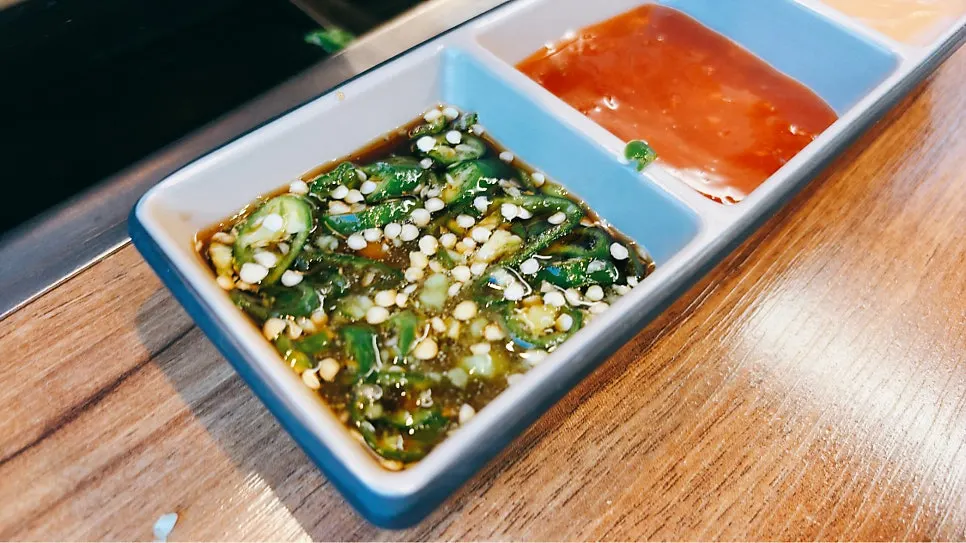 Ponzu sauce mixed with cheongyang chili and wasabi